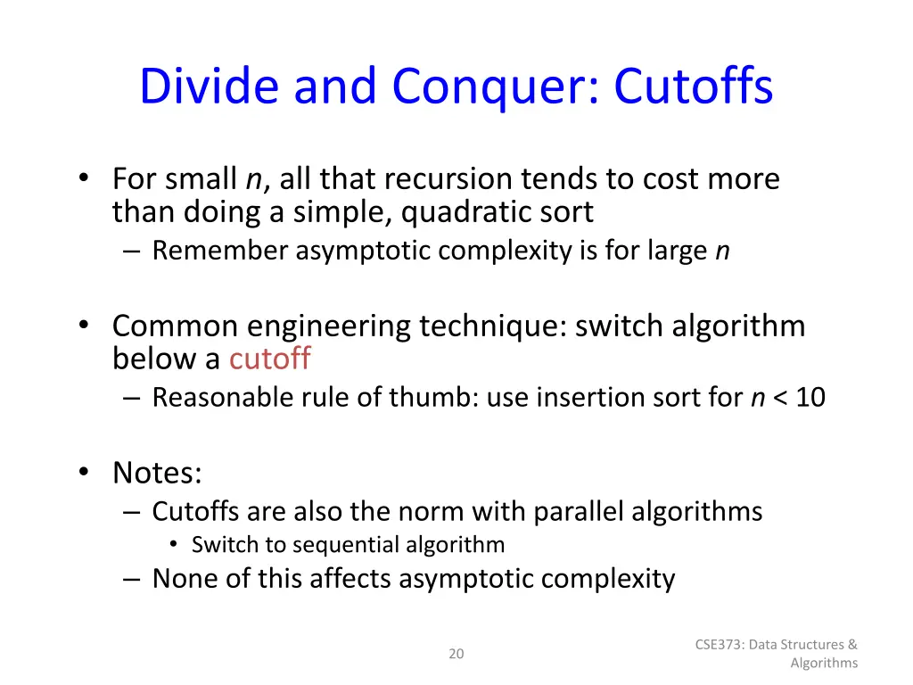 divide and conquer cutoffs
