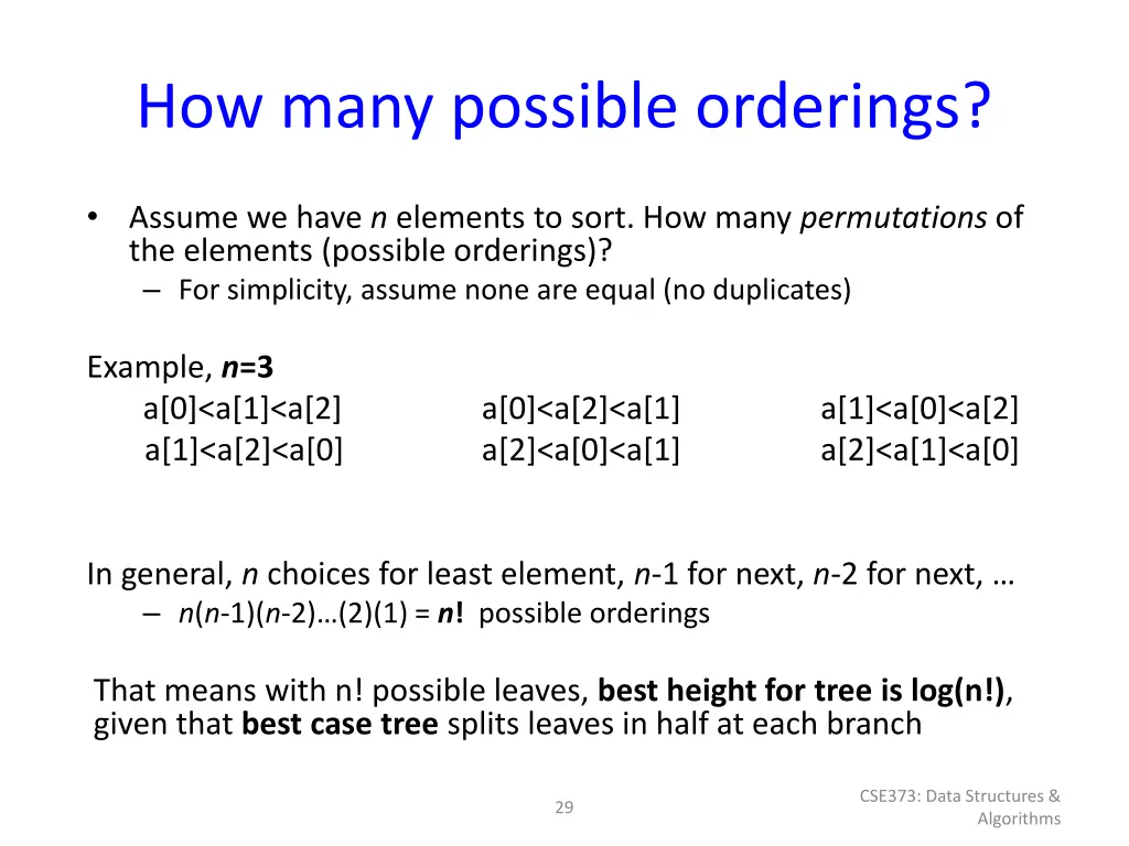 how many possible orderings