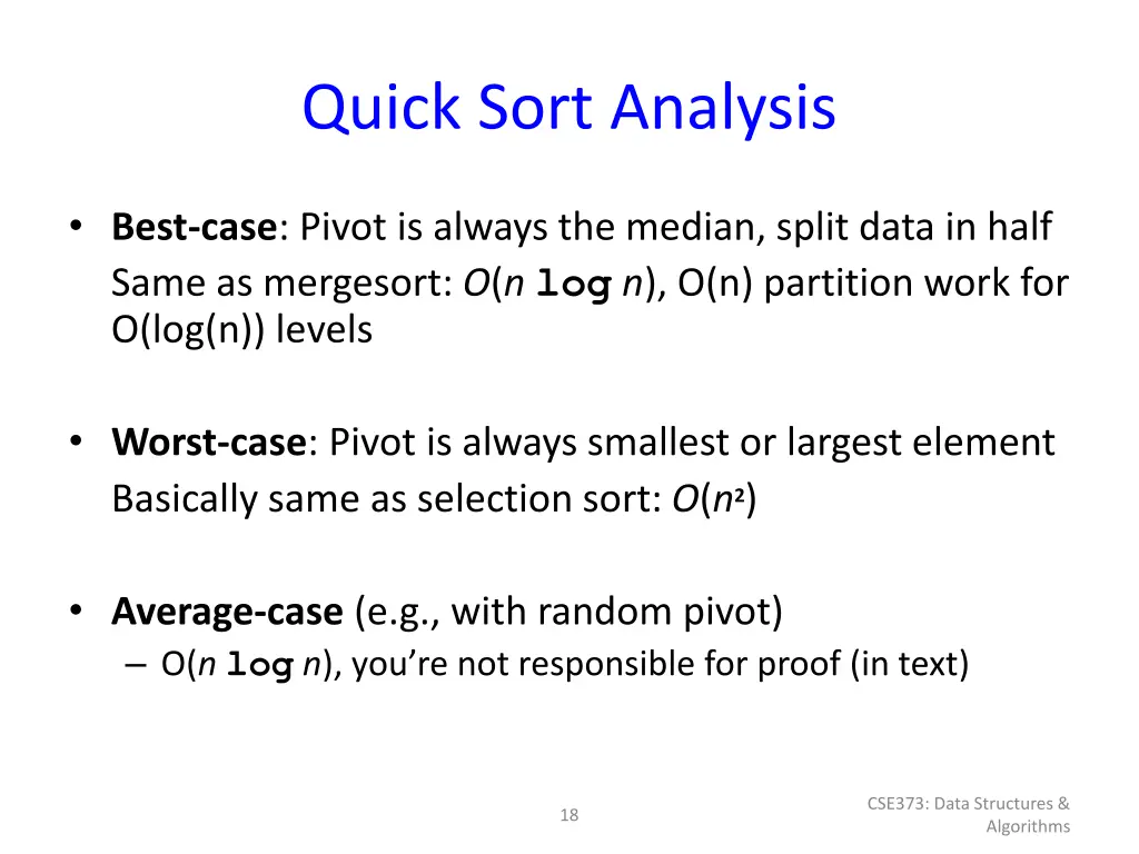 quick sort analysis
