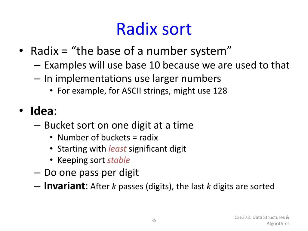 radix sort