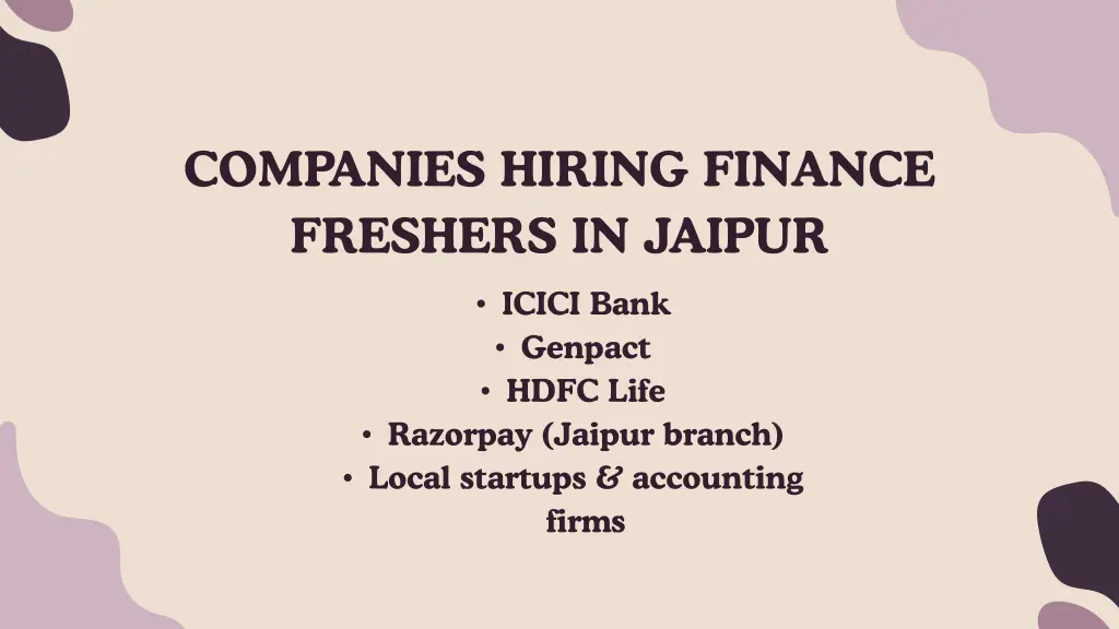 companies hiring finance freshers in jaipur