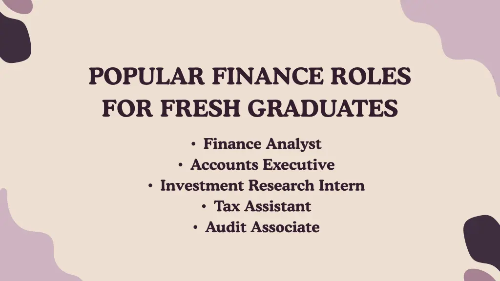 popular finance roles for fresh graduates