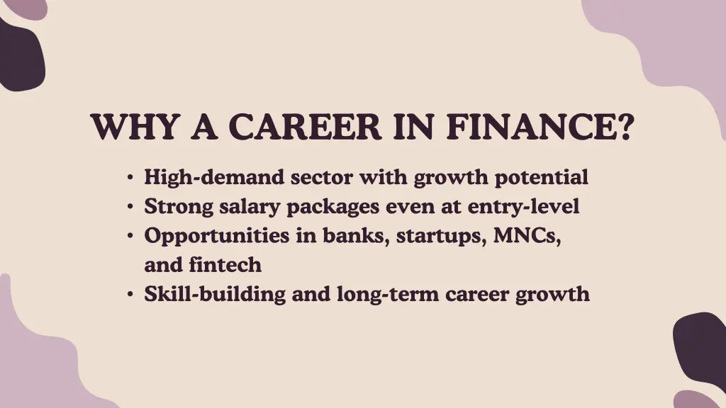 why a career in finance
