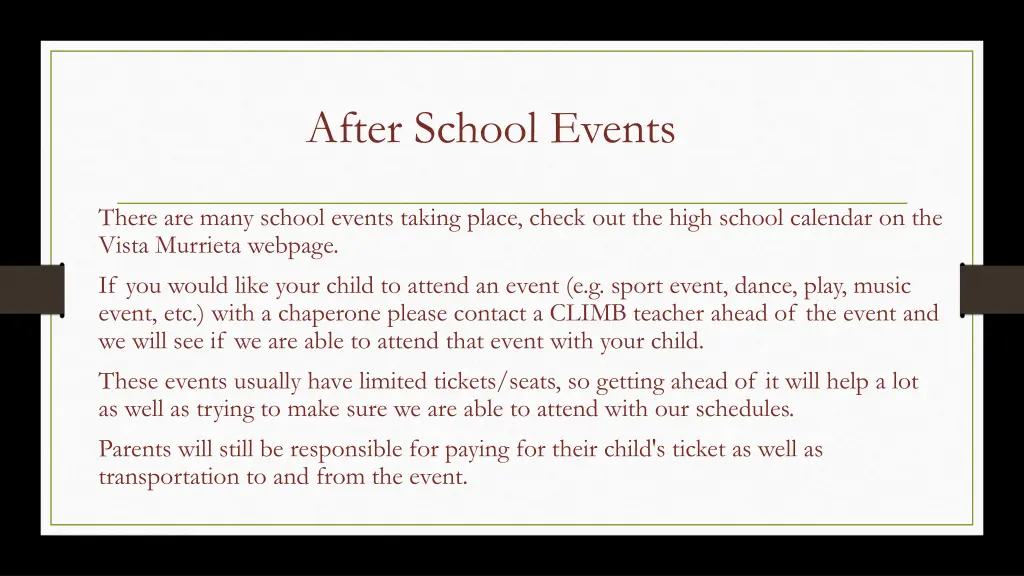 after school events