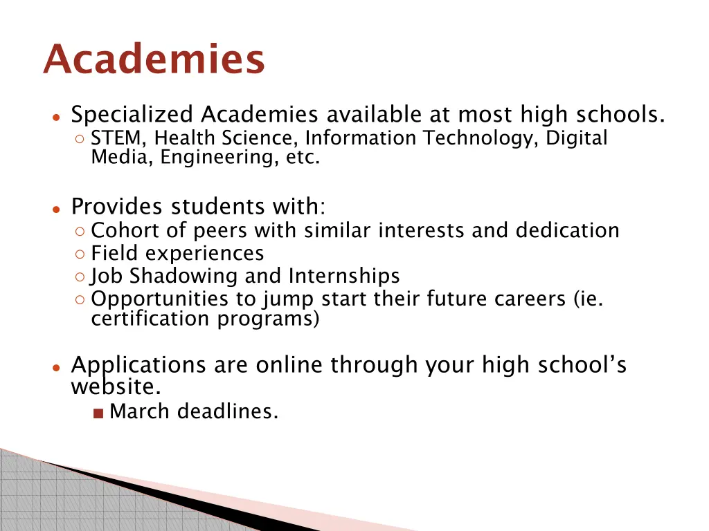 academies