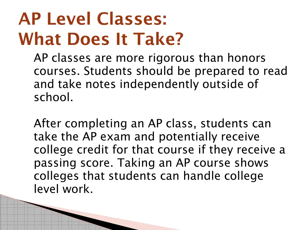 ap level classes what does it take
