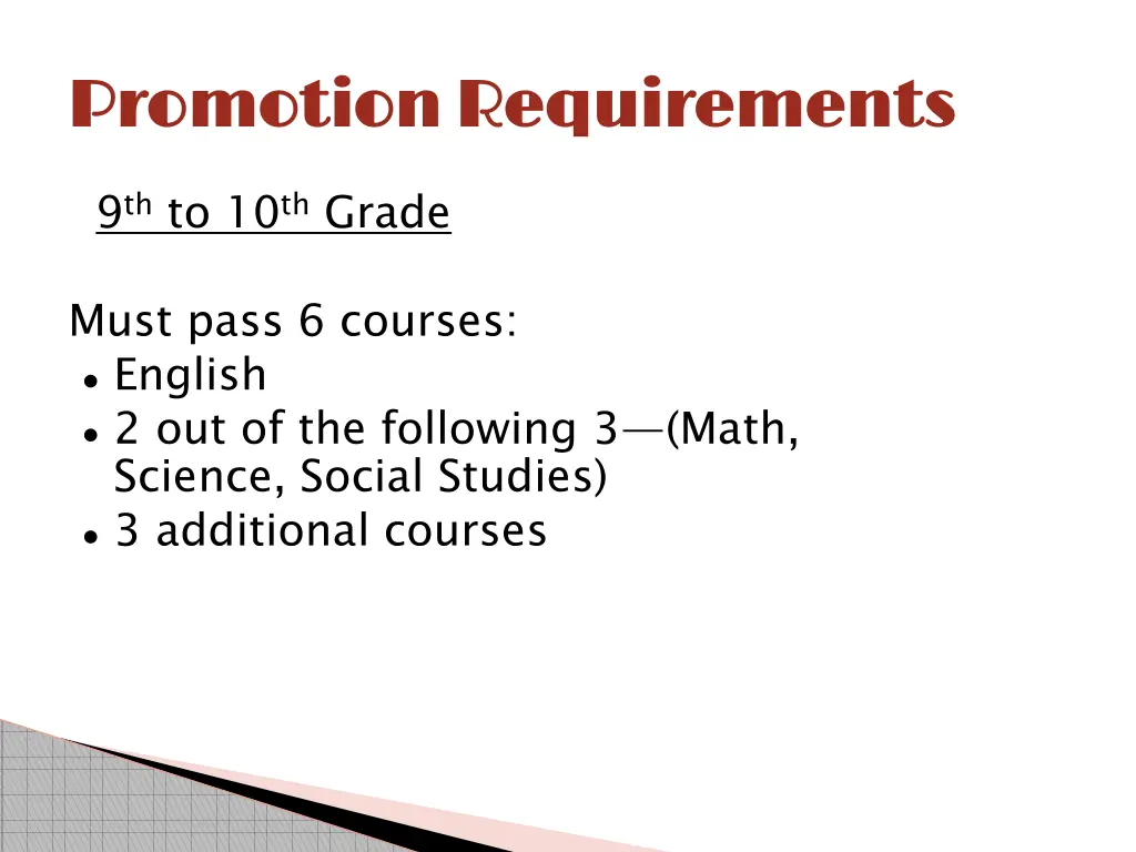 promotion requirements promotion requirements