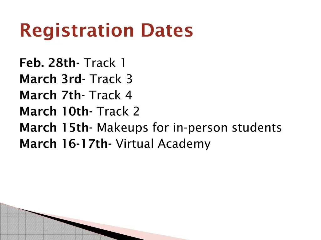 registration dates