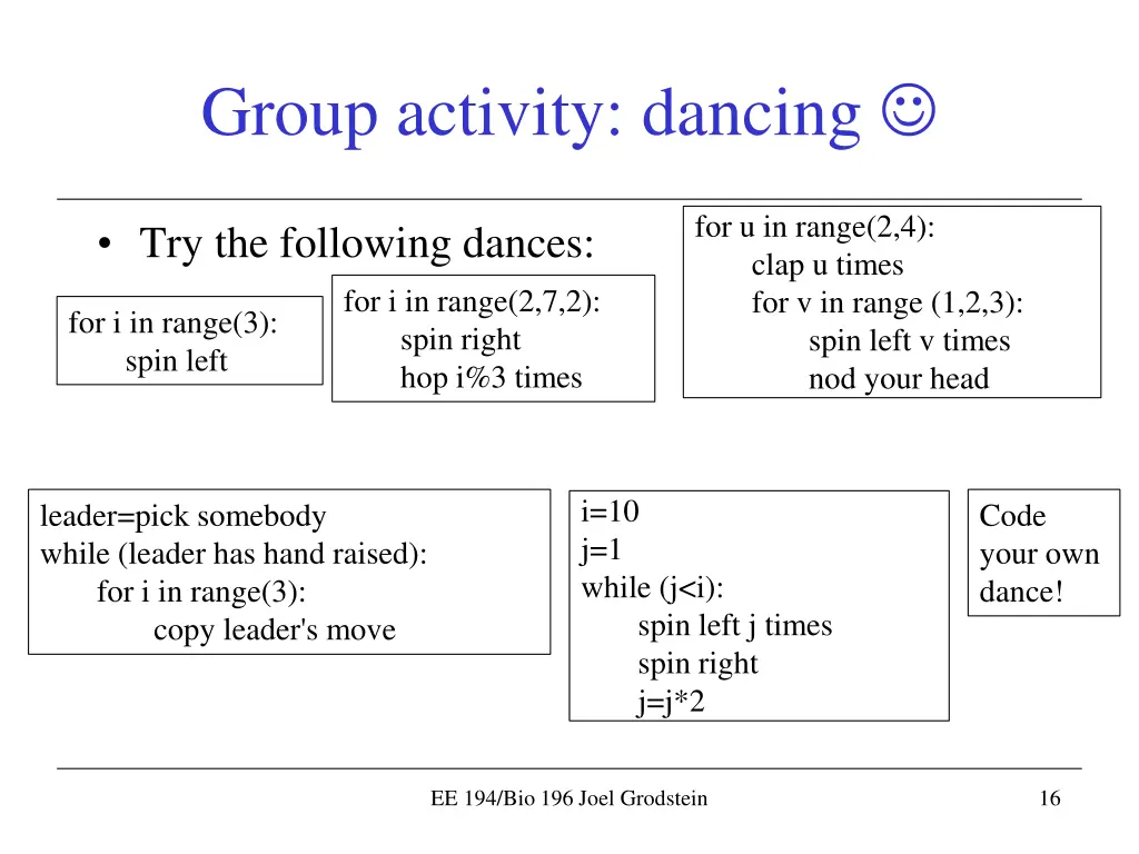 group activity dancing