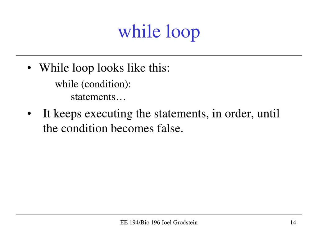 while loop