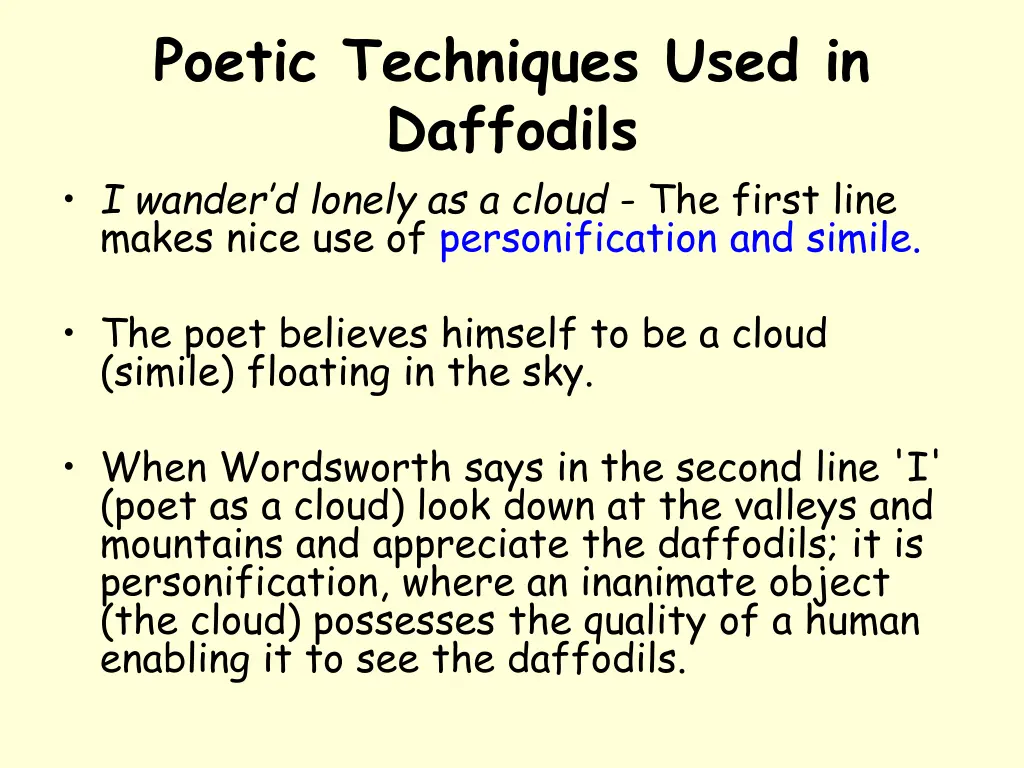 poetic techniques used in daffodils i wander