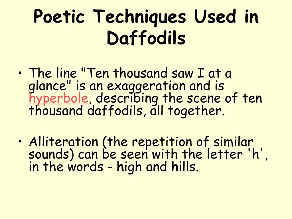 poetic techniques used in daffodils