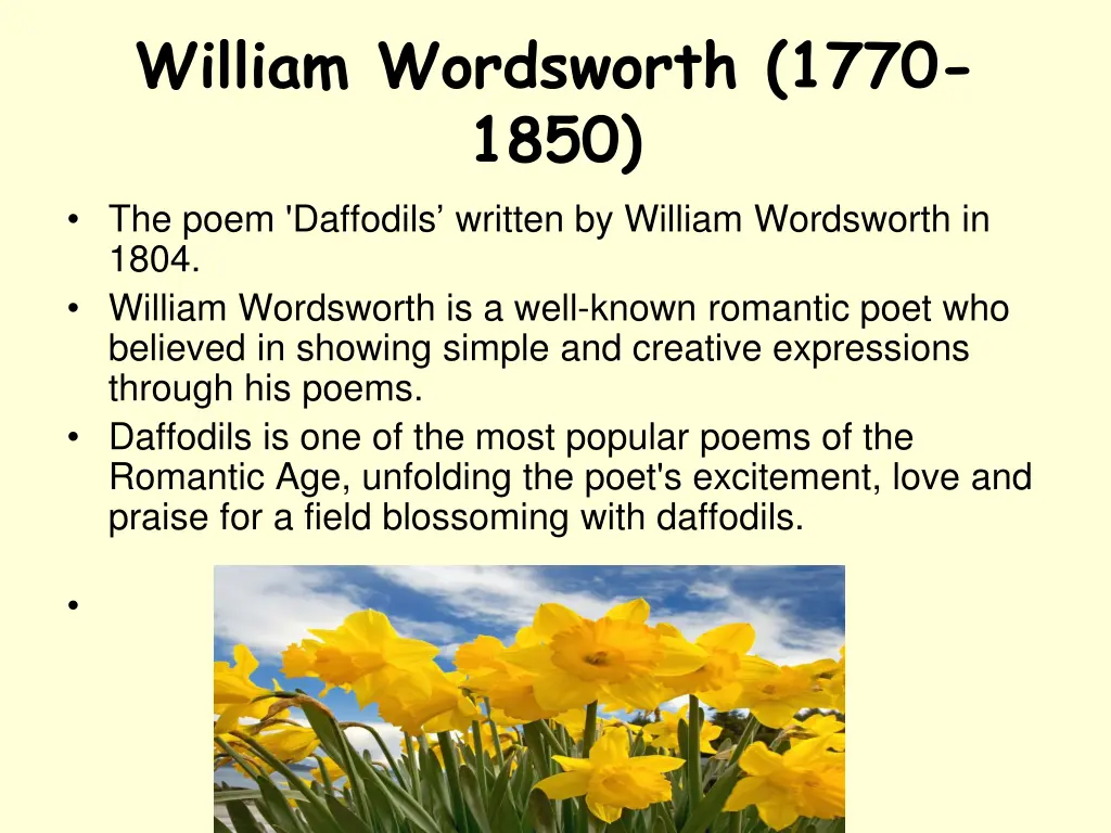 william wordsworth 1770 1850 the poem daffodils