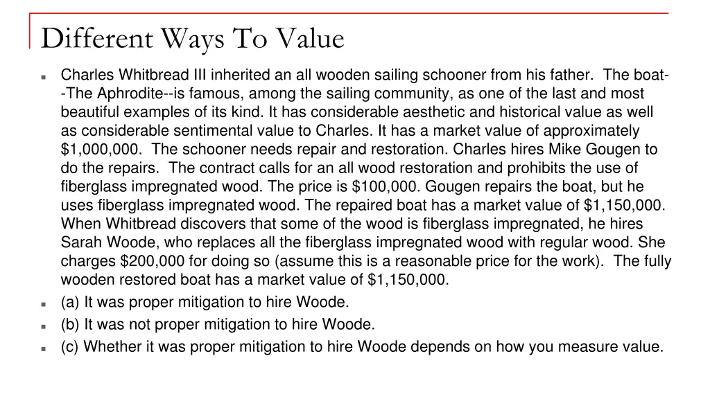 different ways to value