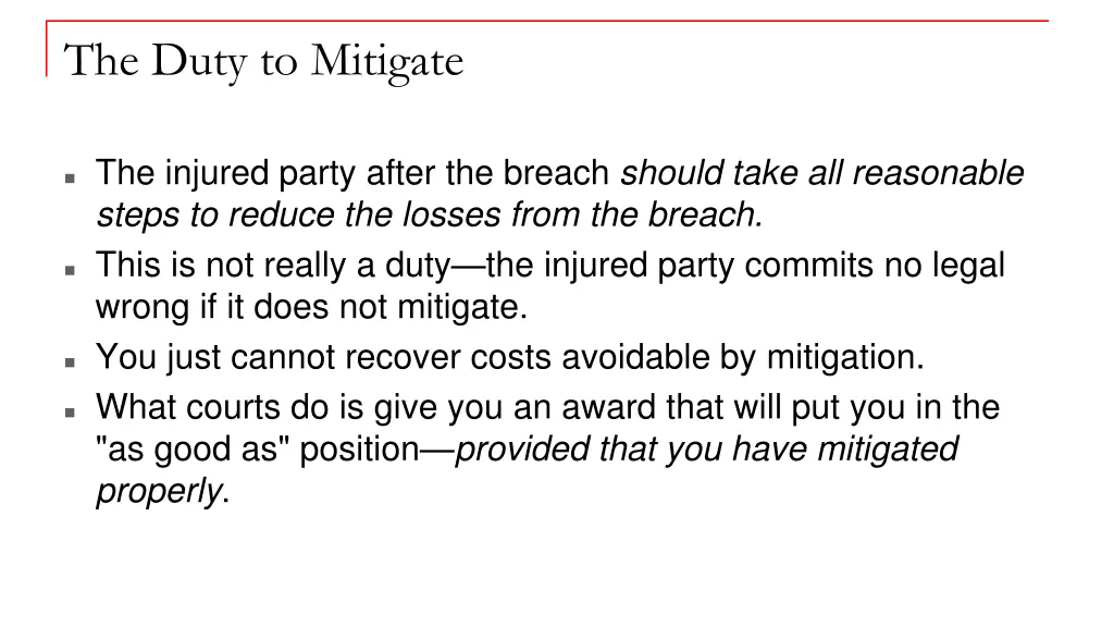 the duty to mitigate