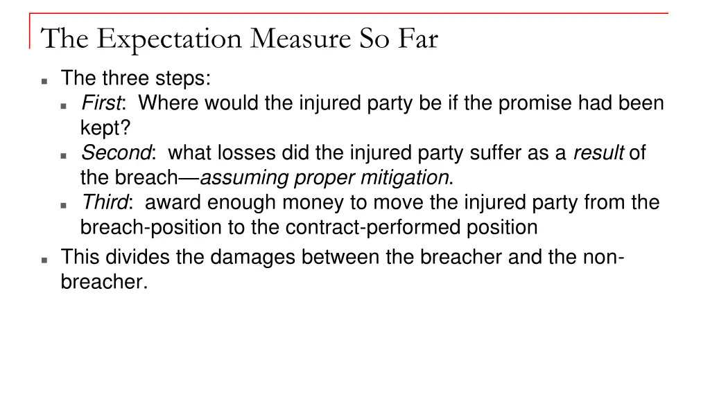 the expectation measure so far