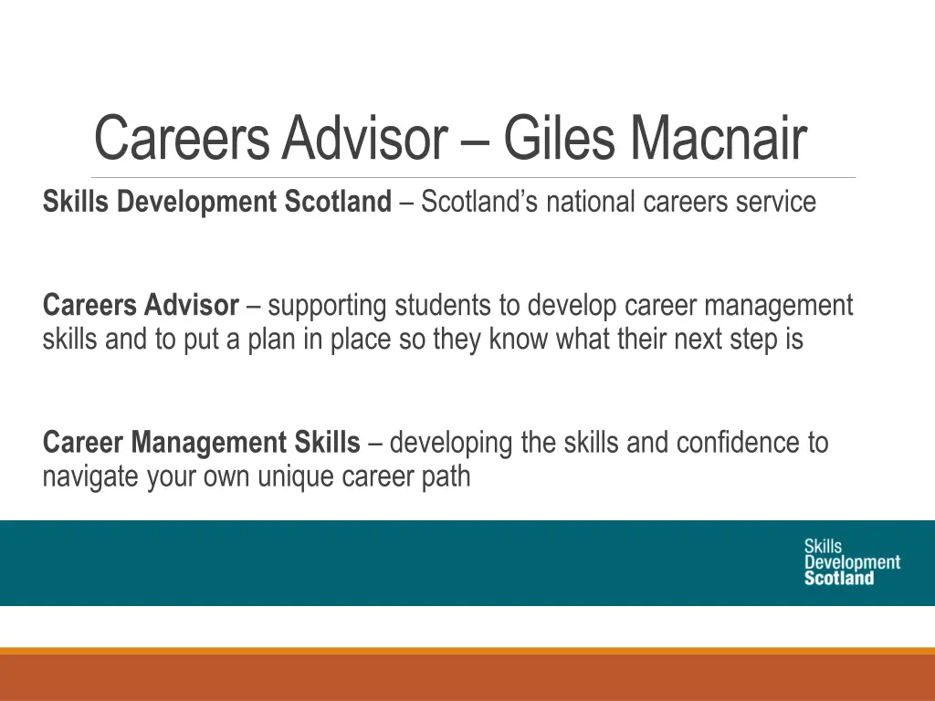 careers advisor giles macnair skills development