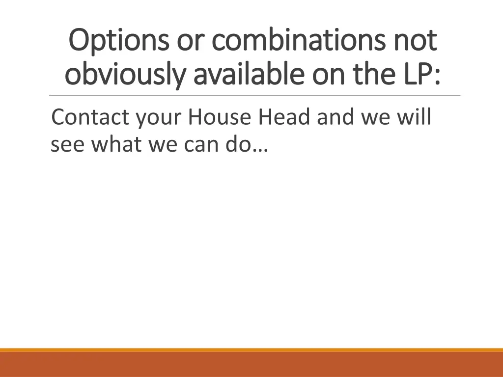 options or combinations not options