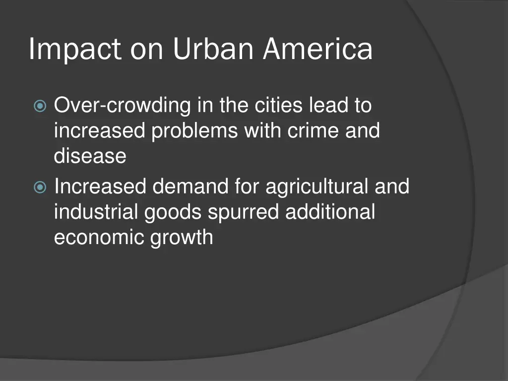 impact on urban america