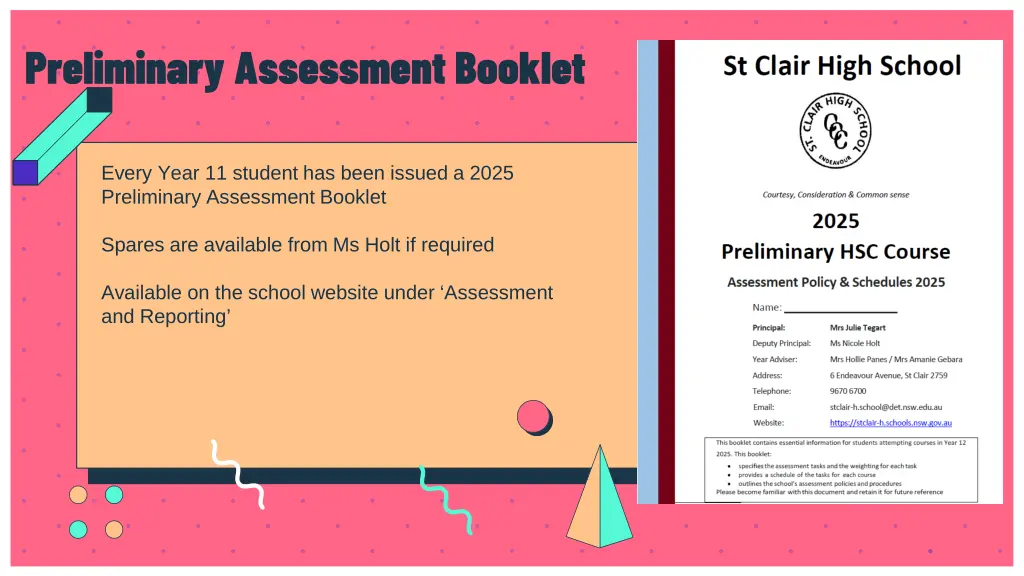 preliminary assessment booklet