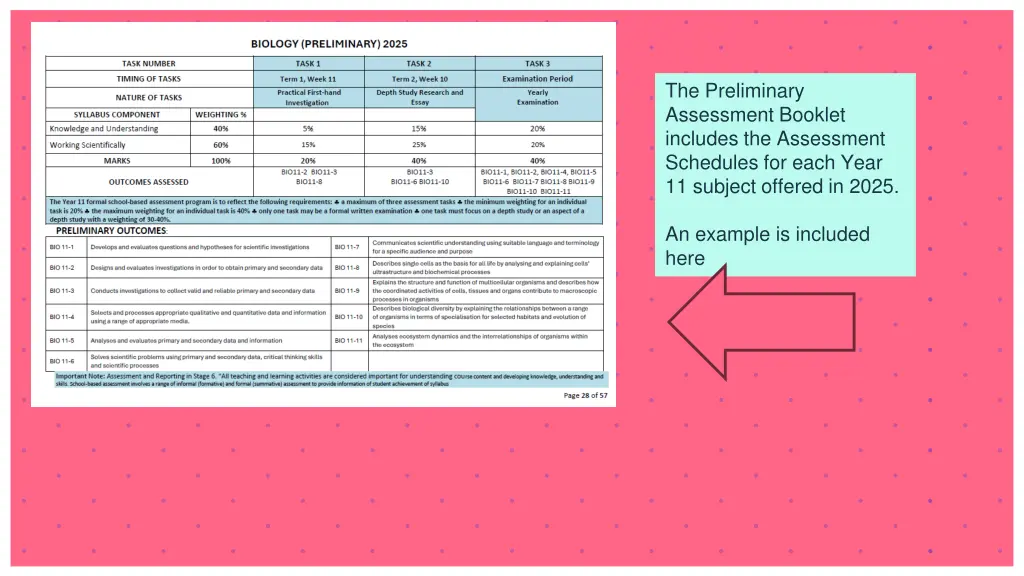 the preliminary assessment booklet includes