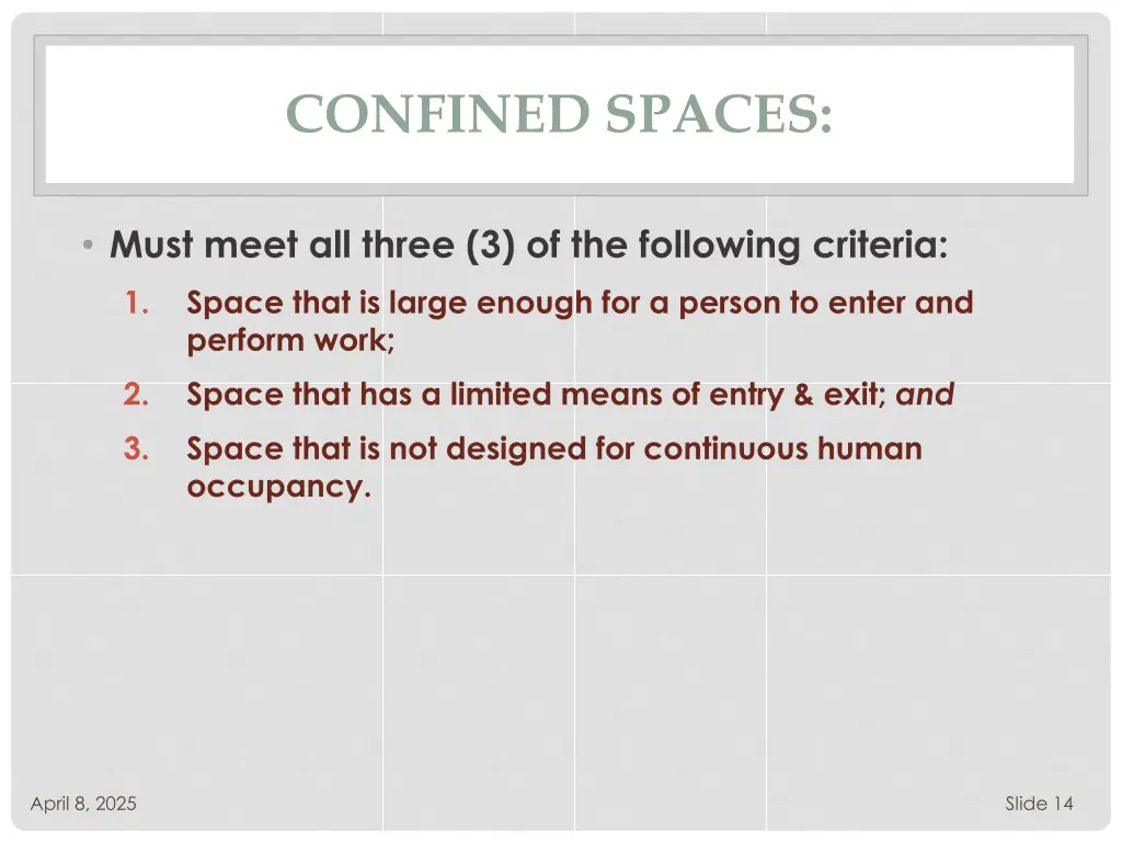 confined spaces