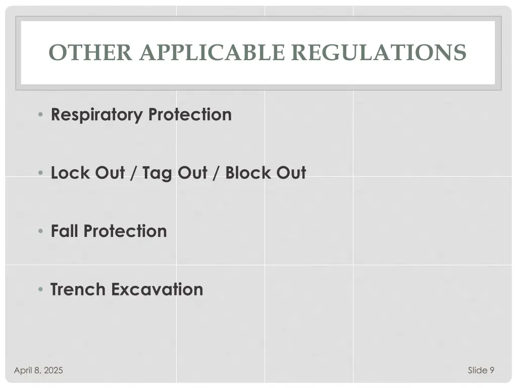 other applicable regulations