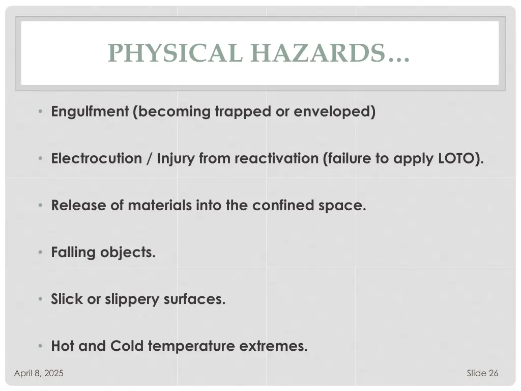 physical hazards