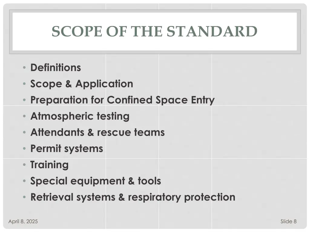 scope of the standard
