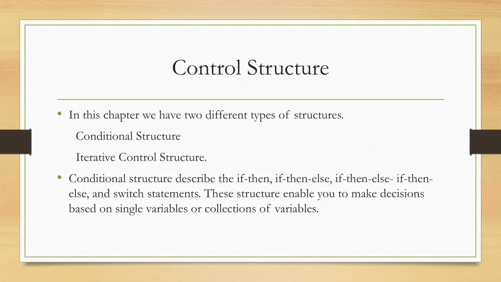 control structure
