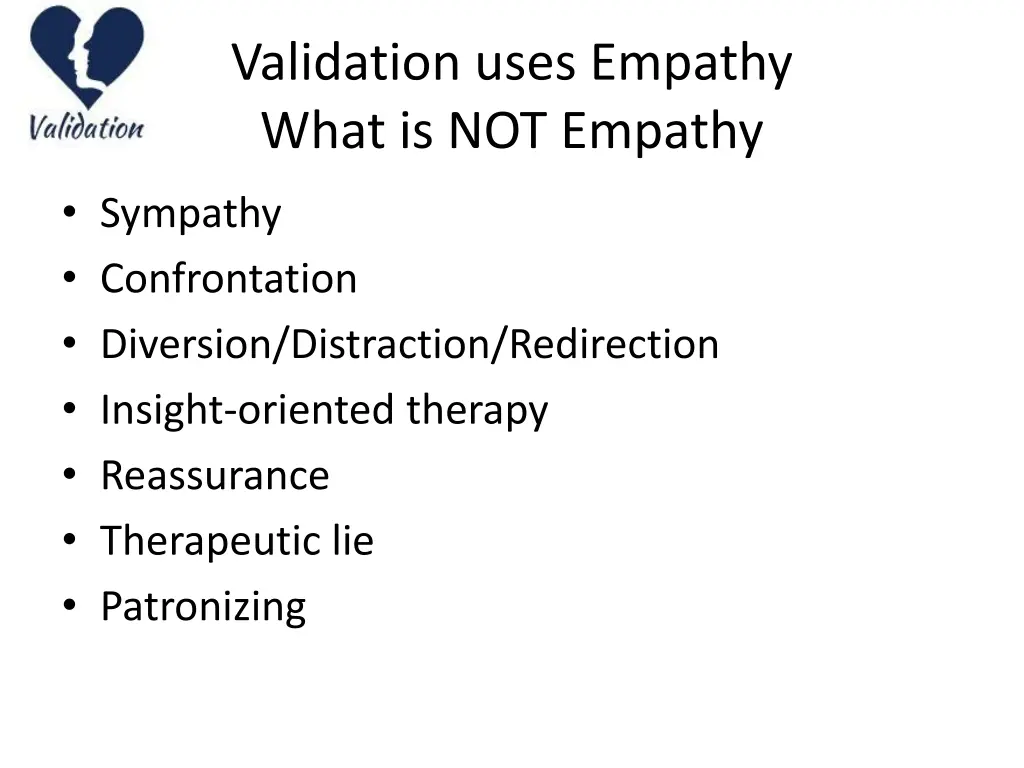 validation uses empathy what is not empathy