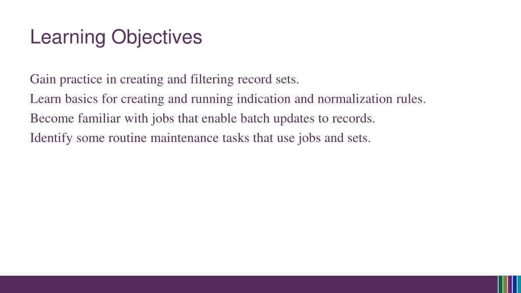 learning objectives