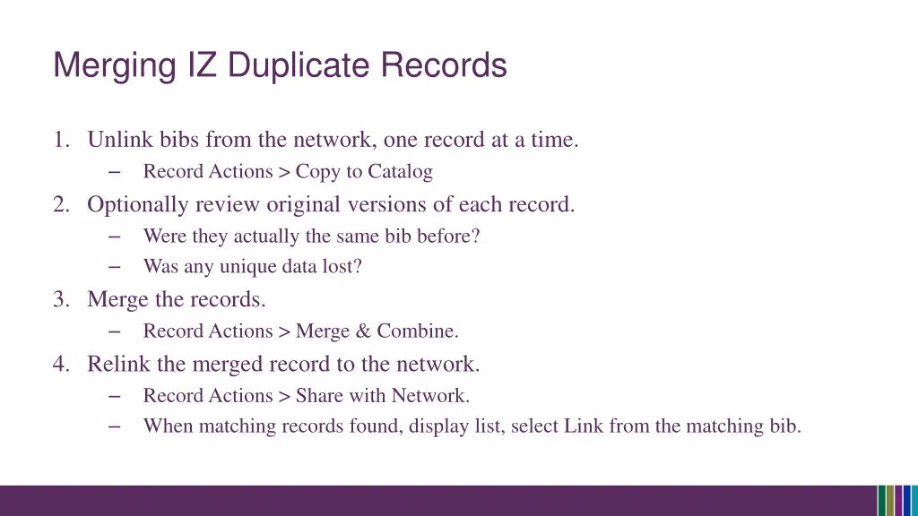 merging iz duplicate records