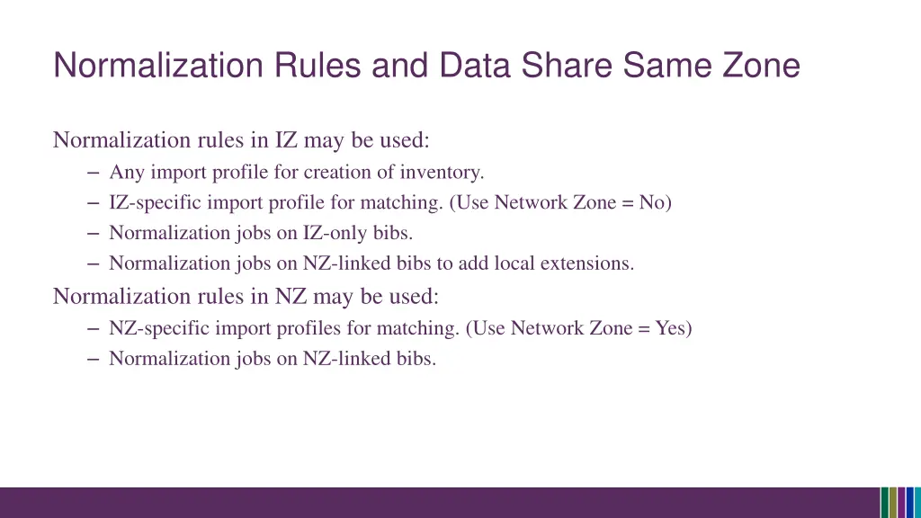 normalization rules and data share same zone