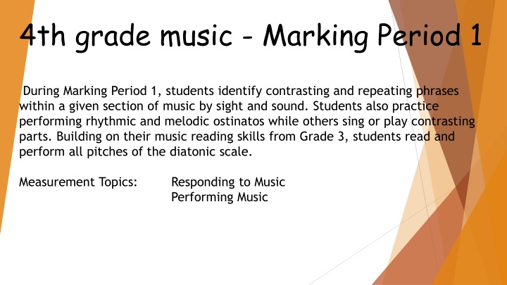 4th grade music marking period 1