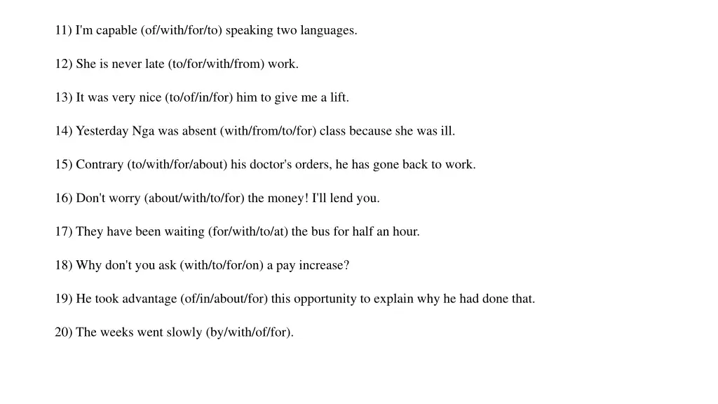 11 i m capable of with for to speaking