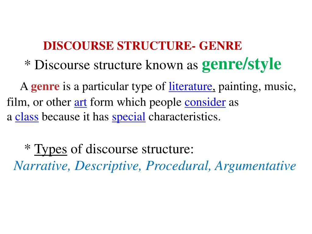 discourse structure genre discourse structure