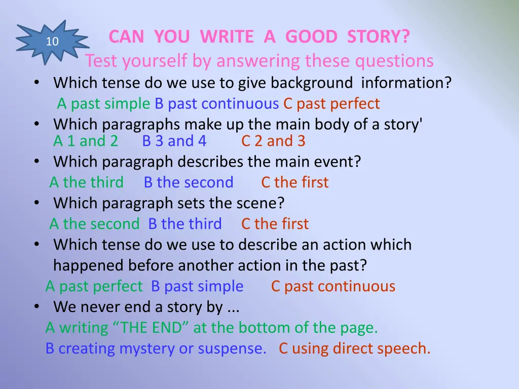 can you write a good story test yourself