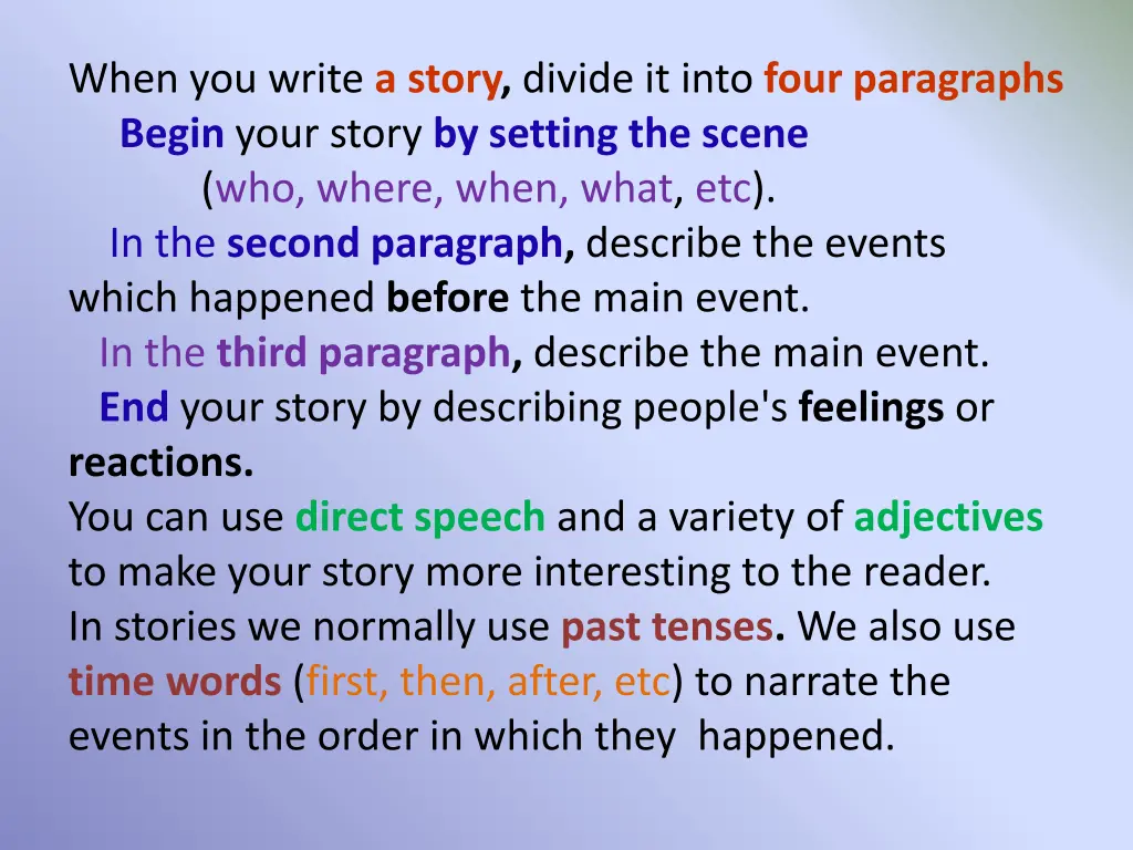 when you write a story divide it into four