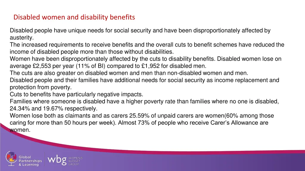 disabled women and disability benefits