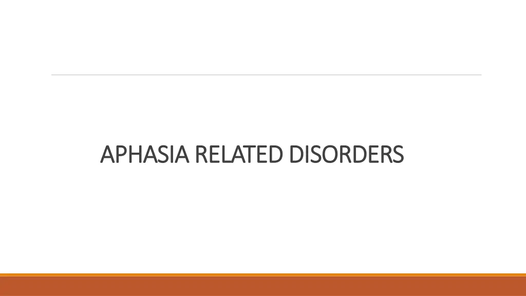 aphasia related disorders aphasia related