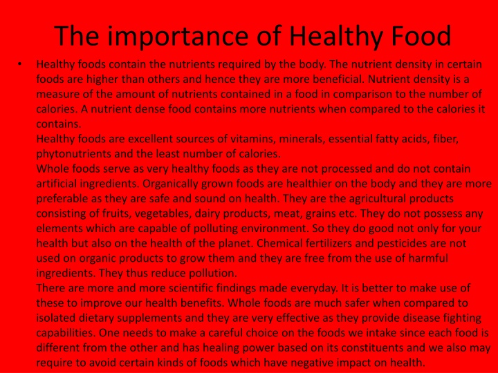 the importance of healthy food healthy foods