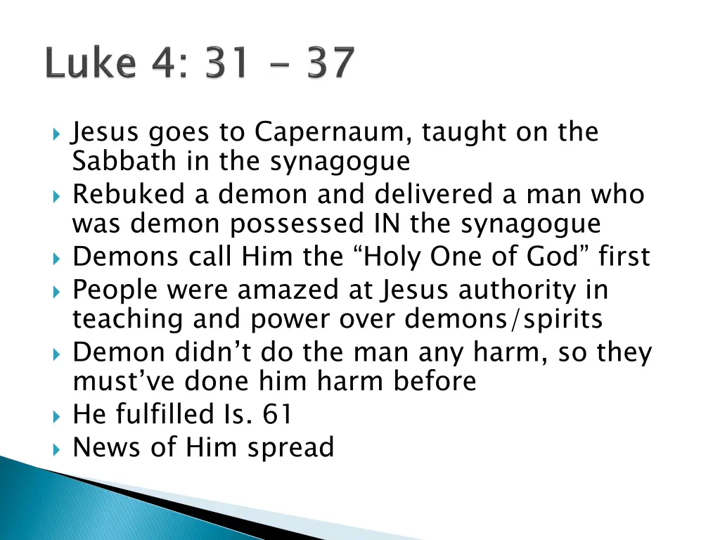 jesus goes to capernaum taught on the sabbath
