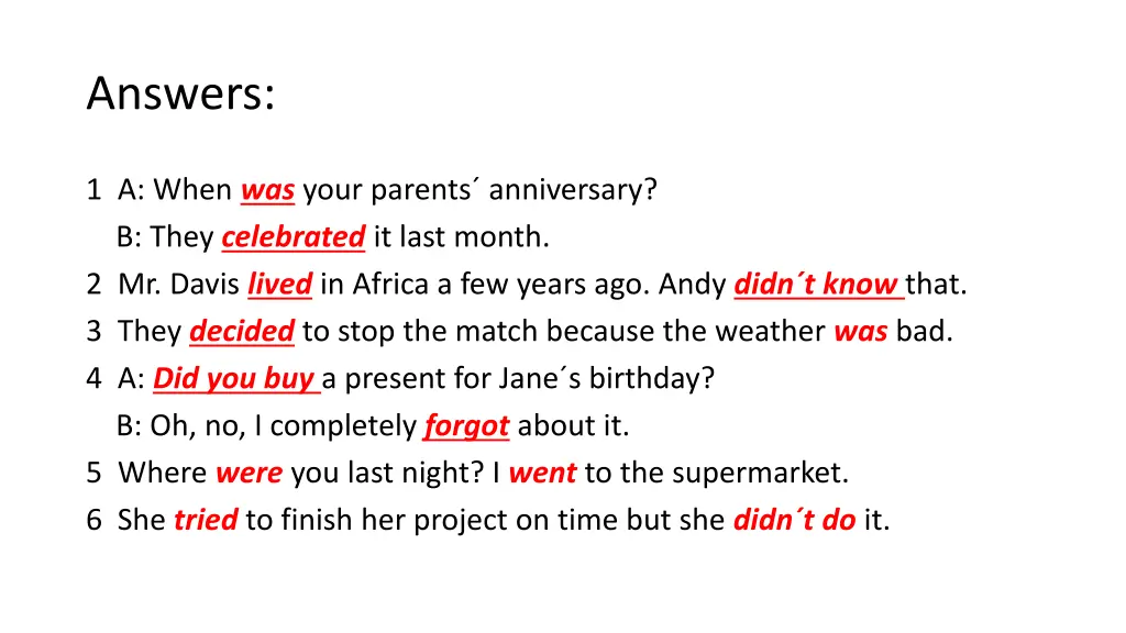 answers