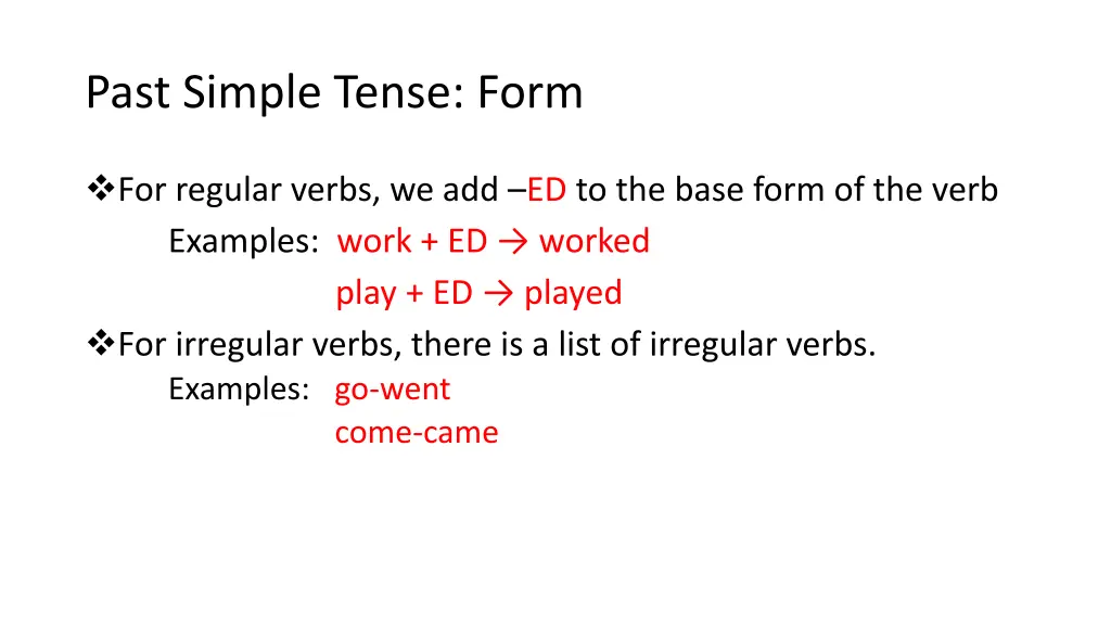 past simple tense form