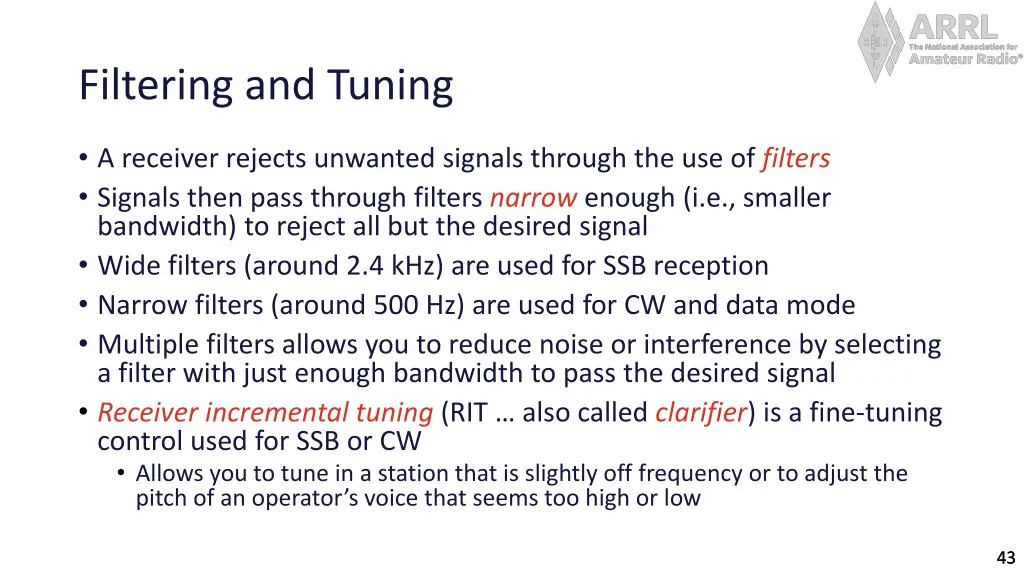 filtering and tuning