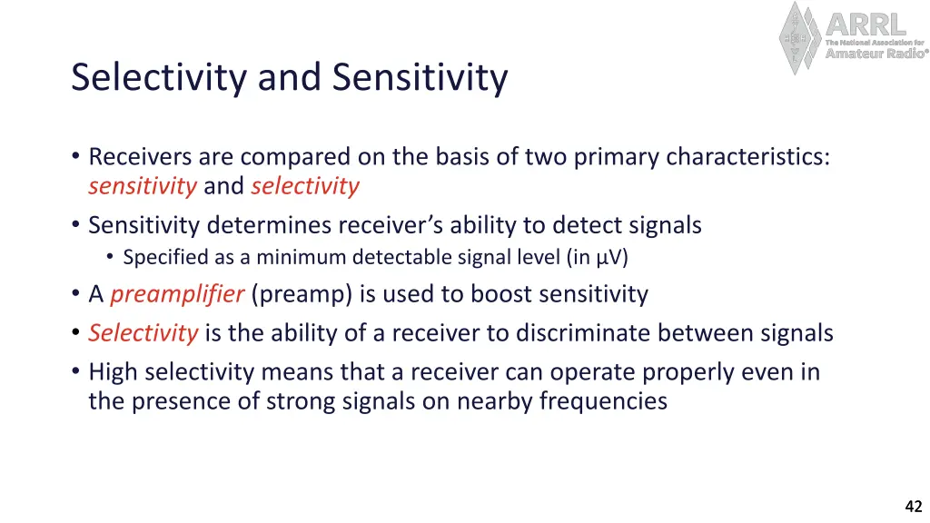 selectivity and sensitivity