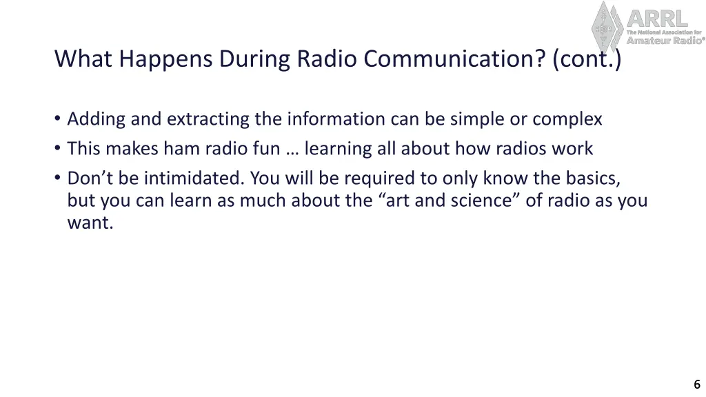 what happens during radio communication cont 1