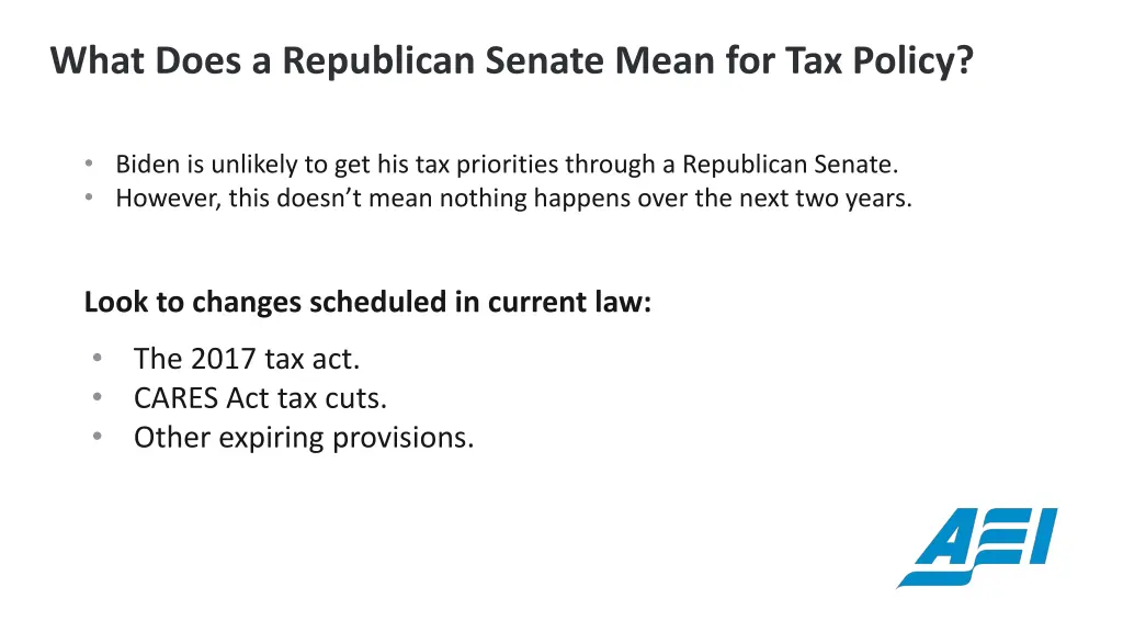 what does a republican senate mean for tax policy
