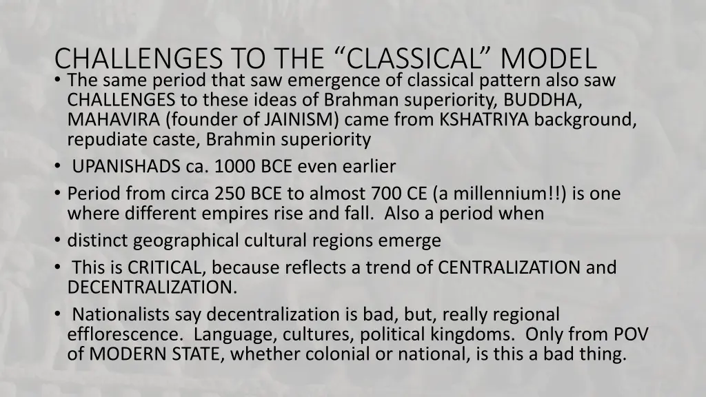 challenges to the classical model the same period